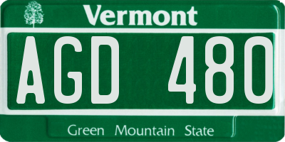 VT license plate AGD480