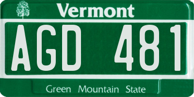 VT license plate AGD481