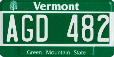 VT license plate AGD482
