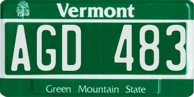 VT license plate AGD483