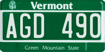 VT license plate AGD490