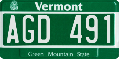 VT license plate AGD491