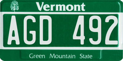 VT license plate AGD492