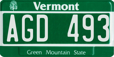 VT license plate AGD493