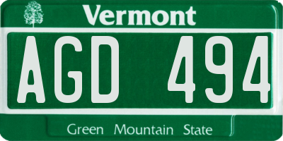 VT license plate AGD494