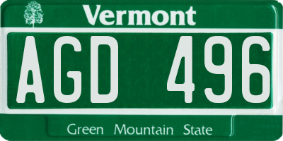 VT license plate AGD496