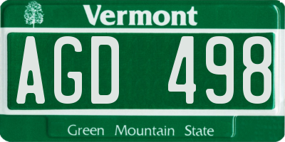 VT license plate AGD498