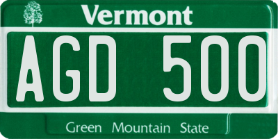 VT license plate AGD500