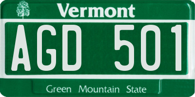 VT license plate AGD501