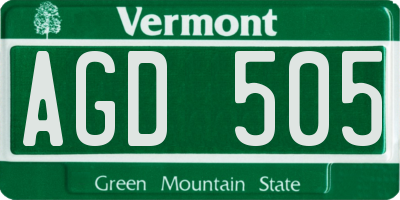 VT license plate AGD505