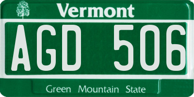VT license plate AGD506
