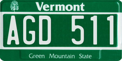 VT license plate AGD511