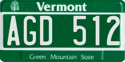 VT license plate AGD512