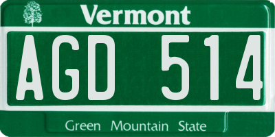 VT license plate AGD514