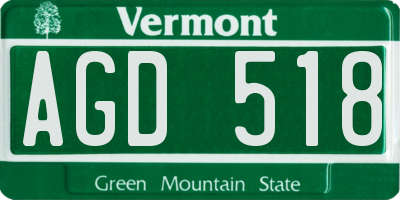 VT license plate AGD518