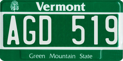 VT license plate AGD519