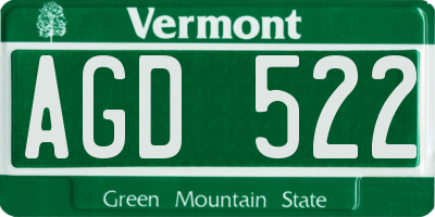 VT license plate AGD522