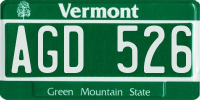 VT license plate AGD526