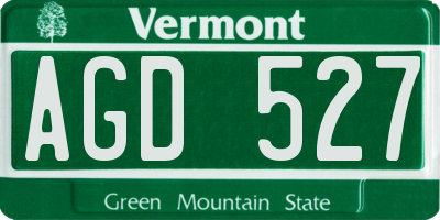VT license plate AGD527