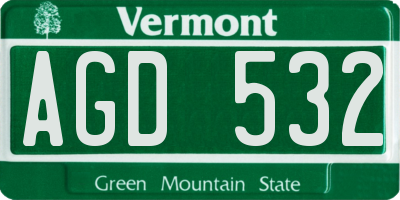 VT license plate AGD532