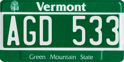 VT license plate AGD533