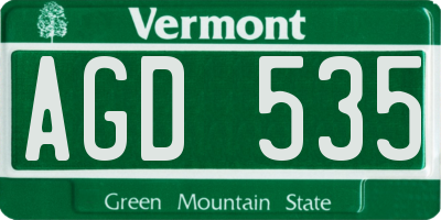 VT license plate AGD535