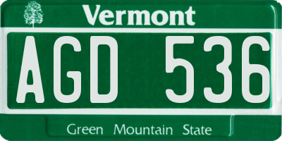 VT license plate AGD536