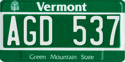 VT license plate AGD537
