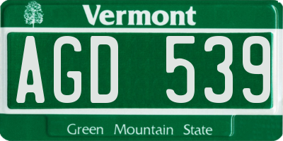 VT license plate AGD539