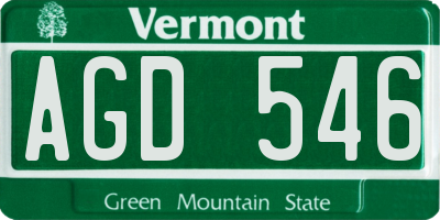 VT license plate AGD546