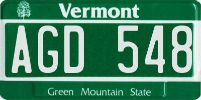 VT license plate AGD548