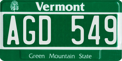 VT license plate AGD549