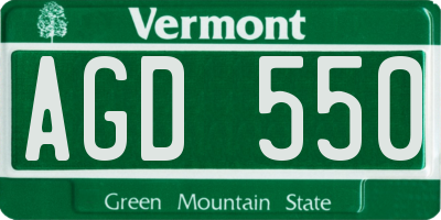 VT license plate AGD550