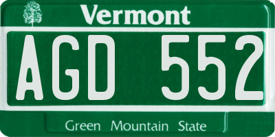 VT license plate AGD552