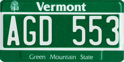 VT license plate AGD553