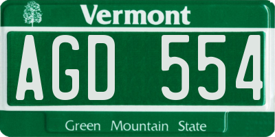 VT license plate AGD554