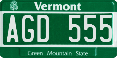 VT license plate AGD555