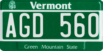 VT license plate AGD560