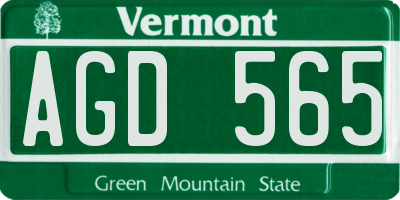 VT license plate AGD565