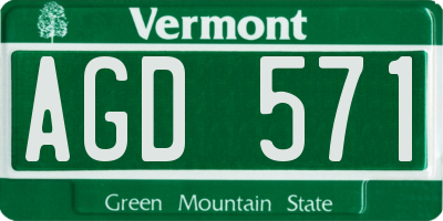VT license plate AGD571