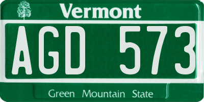 VT license plate AGD573