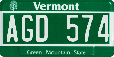 VT license plate AGD574