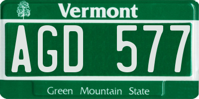 VT license plate AGD577