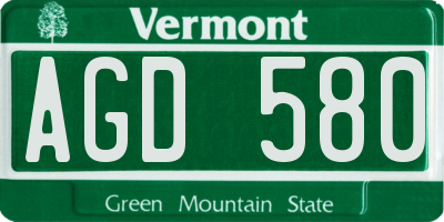 VT license plate AGD580