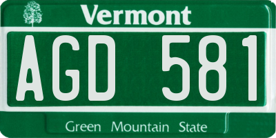 VT license plate AGD581