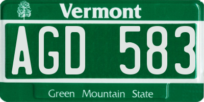 VT license plate AGD583