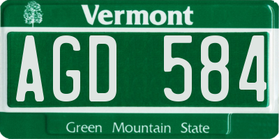 VT license plate AGD584
