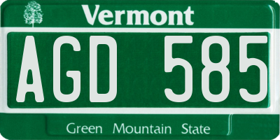 VT license plate AGD585