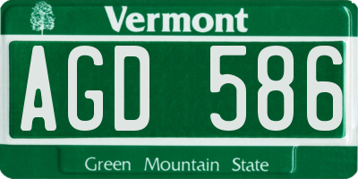 VT license plate AGD586