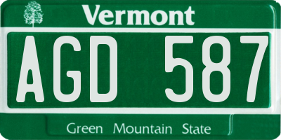 VT license plate AGD587